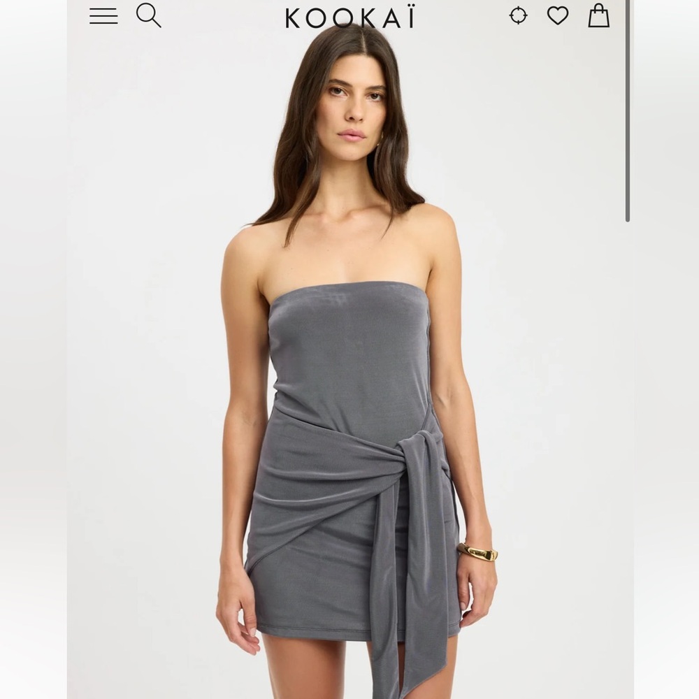Kookai Gray Strapless Marina Mini Dress in US 2